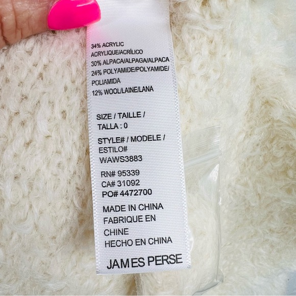 NWT James Perse Crème Fuzzy Wool Blend Sherpa Hooded Hoodie Sweater - Picture 8 of 16